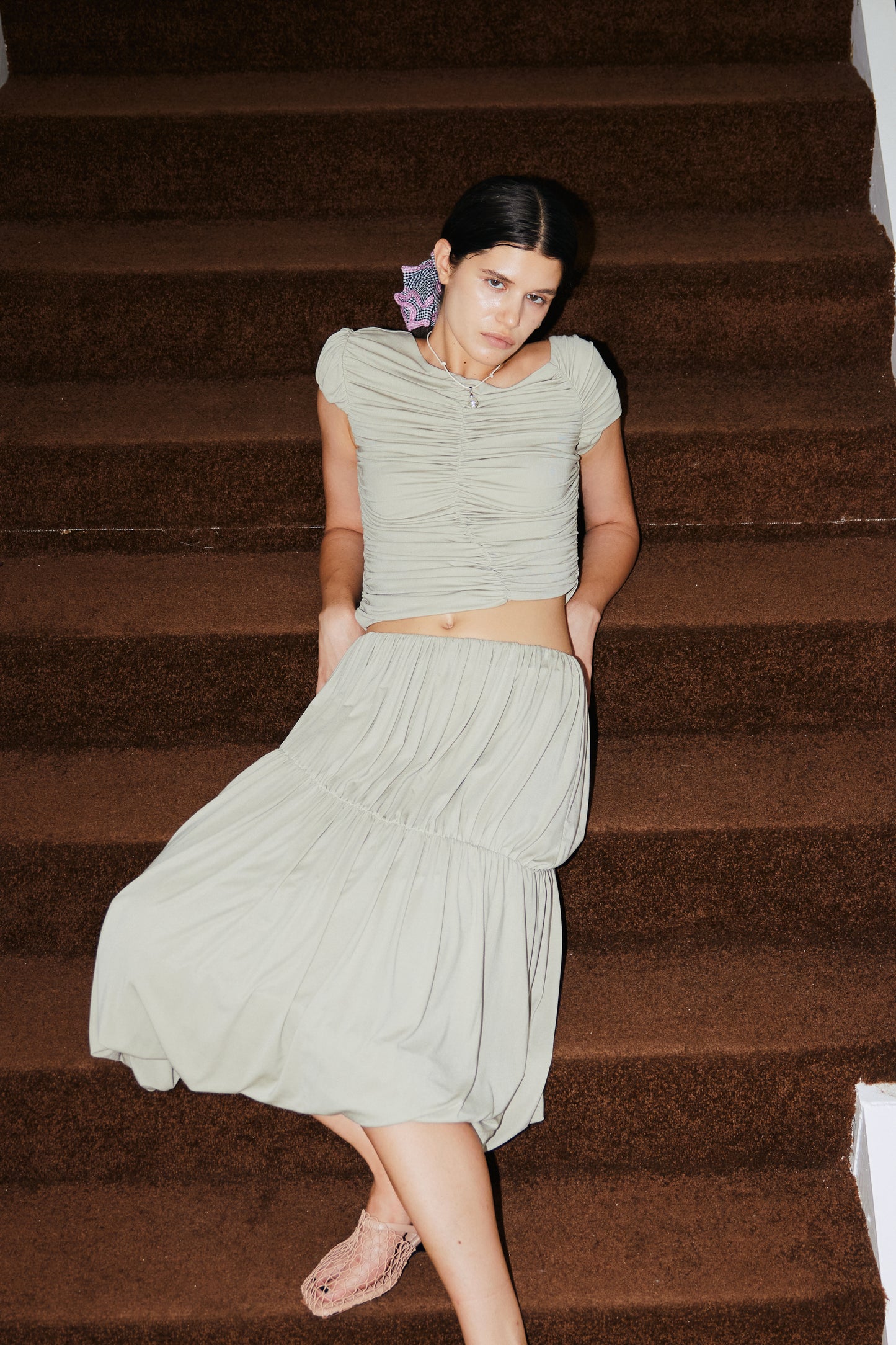 FLOWY RUCHED TOP