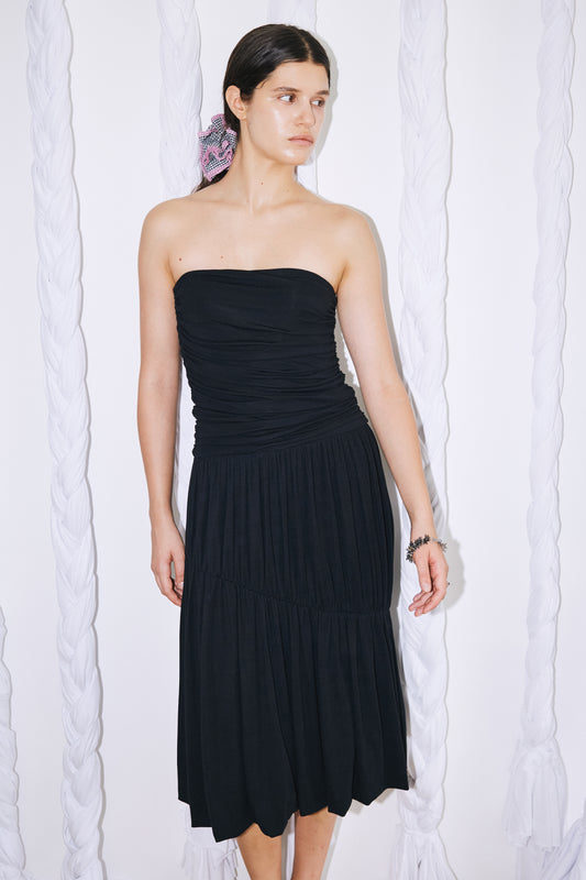 FLOWY RUCHED TUBE DRESS