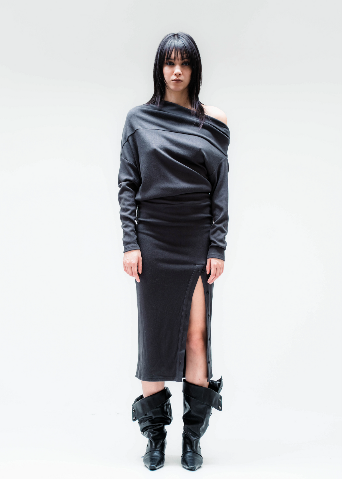 LES DRESS IN PAVER GREY