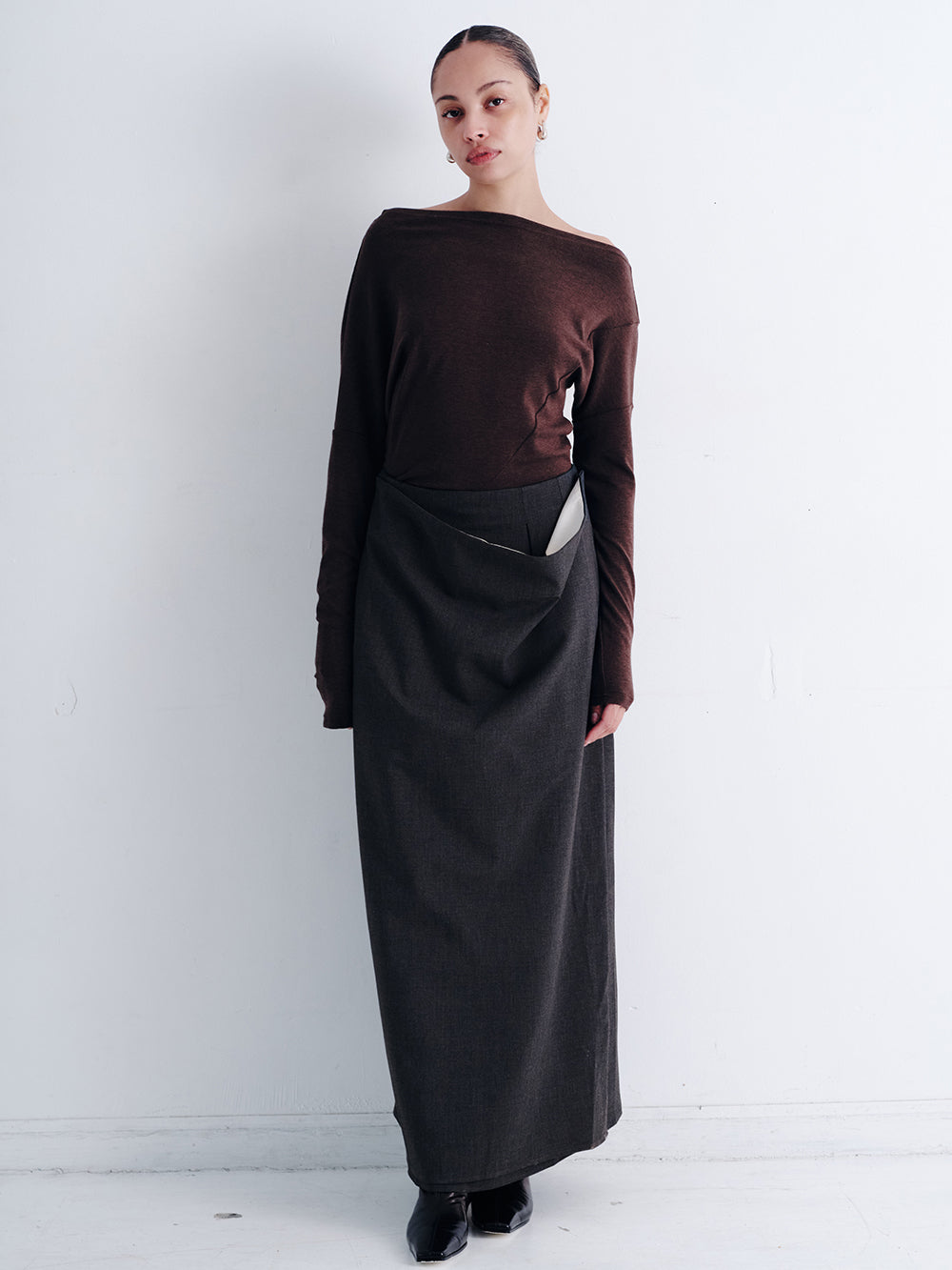 WOOL BLEND MAXI SKIRT