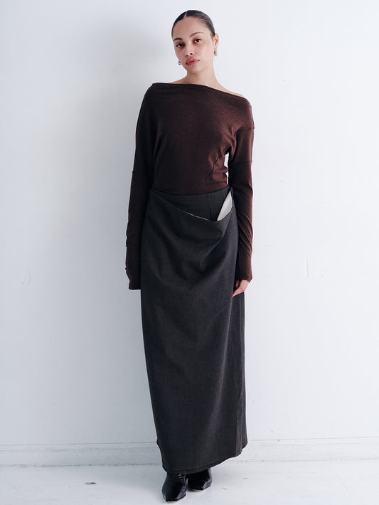 WOOL BLEND MAXI SKIRT