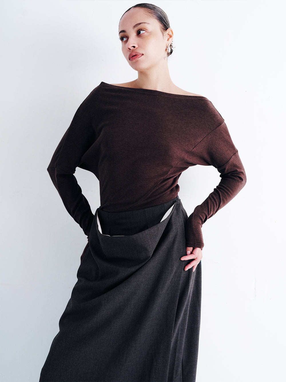 WOOL BLEND MAXI SKIRT